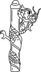 Dragon head stick line art Chinese New Year vector illustration