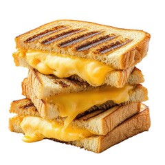 Stack of grilled cheese sandwiches isolated on transparent background