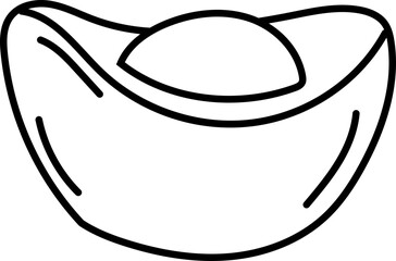 Gold ingot small line art Chinese New Year vector illustration