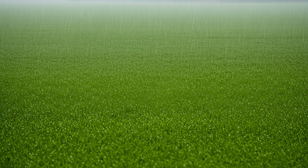 Obraz premium Fresh Green Field Under Gentle Rain Agriculture Natural Landscape