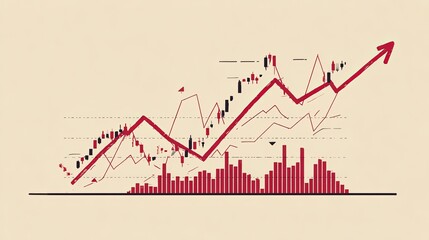 Obraz premium Dynamic Red and Black Chart with Upward Arrow