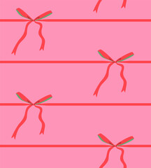 Cute tiny pink and green bows seamless vector pattern. Decorative element for fabric, girly wallpaper or vintage wedding style backgrounds.