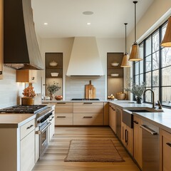 Modern farmhouse kitchen, bright and airy
