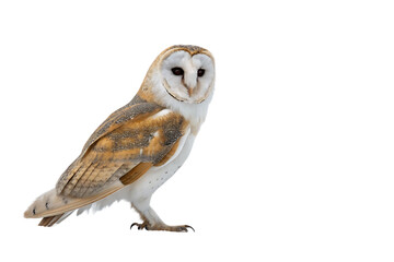  full body common barn owl ( Tyto Albahead ) close up  white background AI Generated By PNG