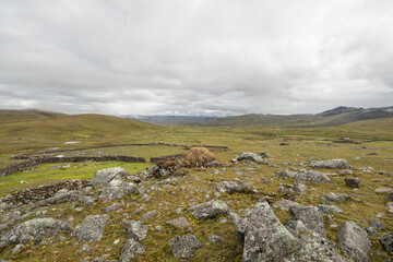 A view of the valley of the Ausangate mountains