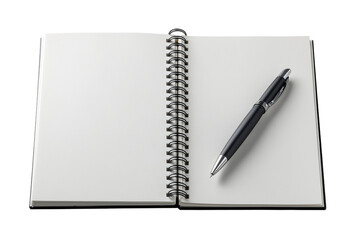 Notebook with pen on blank pages PNG with a transparent background

