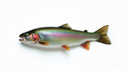 Fototapeta premium Fresh trout fish on white background.