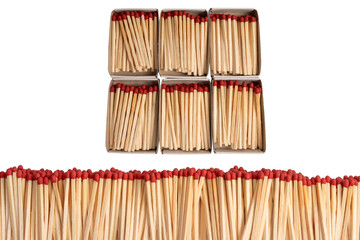 Boxes with new matchsticks isolated on a background.