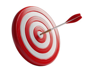 Red target with arrow in bullseye PNG with a transparent background

