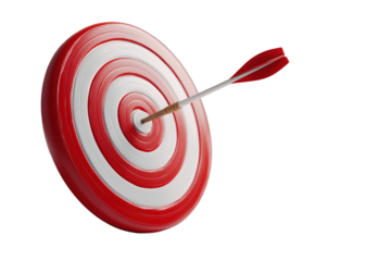 Red target with arrow in bullseye PNG with a transparent background

