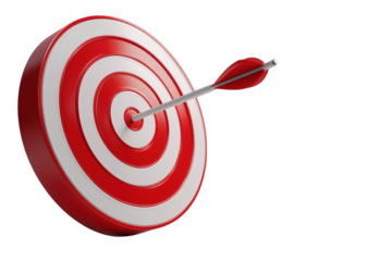 Red target with arrow in bullseye PNG with a transparent background

