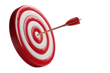 Red target with arrow in bullseye PNG with a transparent background

