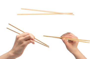 Sushi chopsticks isolated on a white background.