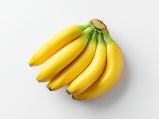 Organic bananas bunch on clean white background, top view