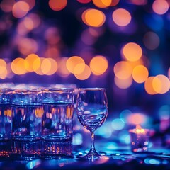 Vibrant Night Party Glasses Drinks Bokeh Lights