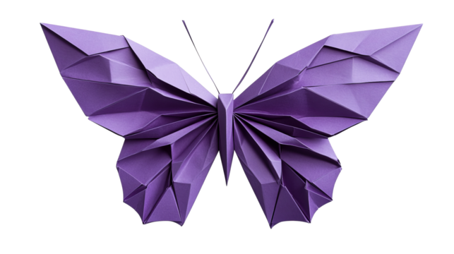 Purple Origami Butterfly Paper Craft, cut out transparent