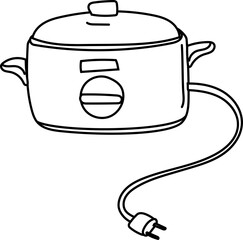 Rice cooker hand-drawn household appliance vector illustration
