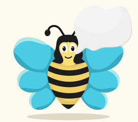 Cute Bee with Speech Bubble Vector Illustration
