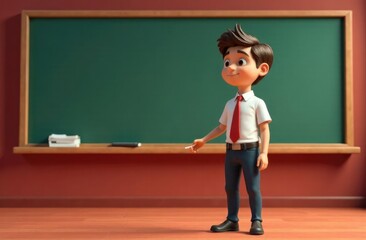 young teacher woman explain in front of class