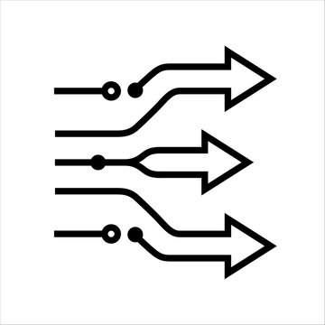 Vector Data Flow Arrows  AI Information Transfer and Signal Path Icon