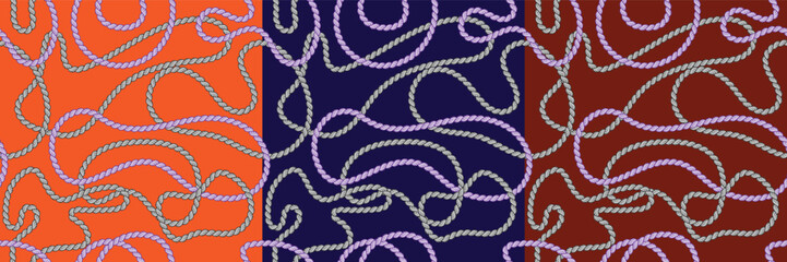 Set of seamless rope patterns. backgrounds for fashion and Prints
