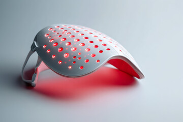 Futuristic LED device with glowing red light for advanced skincare. red light therapy, skin regeneration