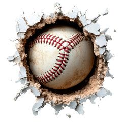 Sports. baseball breaking wall isolated on transparent background