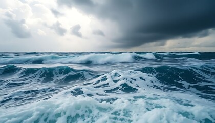 large body of water under a cloudy sky