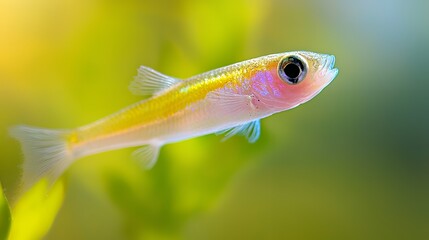 Fototapeta premium Small Fish in Water with Colorful Body and Eye Closeup