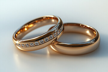 Pair of Wedding Rings on a white background.