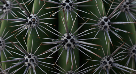 Cactus Needles And Water Droplets Creates A Striking Natural Texture