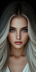Fototapeta premium Stunning Blonde Woman with Long Hair A Captivating Portrait