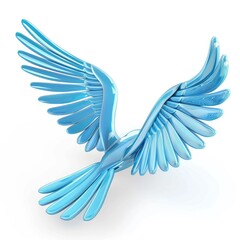 Obraz premium A stylized, light-blue bird in flight, showcasing intricate wing details.