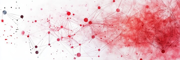 Red Network Connections Abstract - Abstract of interconnected nodes and lines in shades of red on a white background, suggesting network, connection, or communication