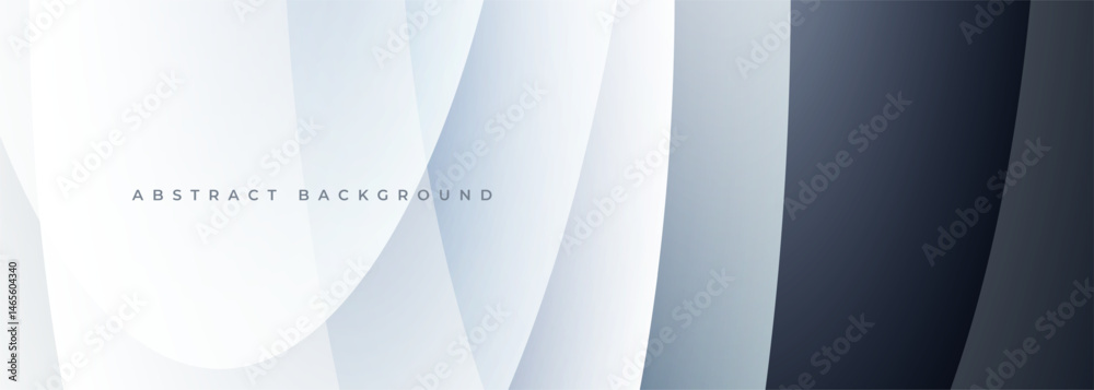 Aufkleber White and black modern abstract wide banner background with geometric shapes and curves. Vector illustration