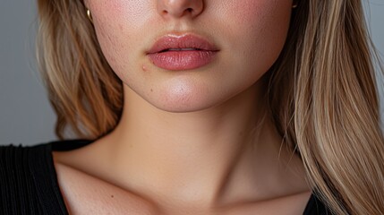 Fototapeta premium A woman with a red lip and a white face