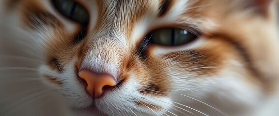 close up of a cat's face with a blurry background