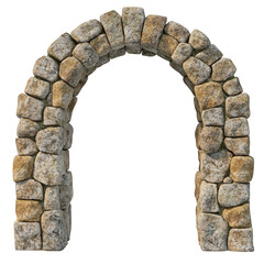 Stone archway made of rocks isolated on transparent background