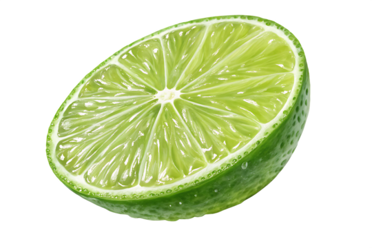 Juicy slice of lime isolated on transparent PNG white background Ai generate