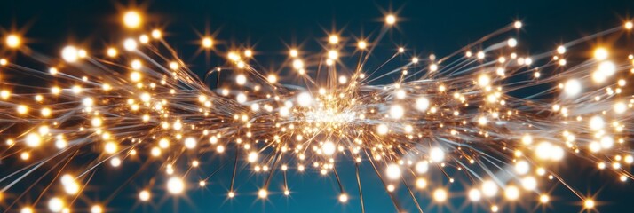Fototapeta premium Sparkling Light Stream - Abstract of glowing light streams, perfect for technology, energy, or celebration themes. Bright, dynamic, and visually striking