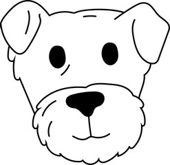 Terrier mix dog face cartoon line art dog face vector illustration
