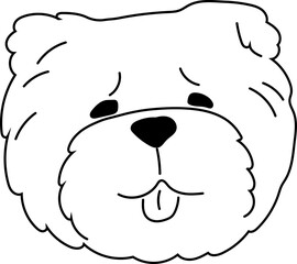 Bichon frise face cartoon line art dog face vector illustration