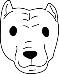 American bully face cartoon line art dog face vector illustration