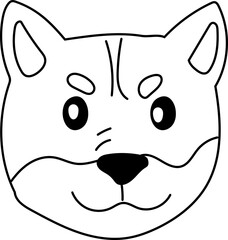 French bulldog face cartoon line art dog face vector illustration