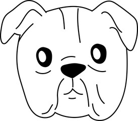 Bulldog face cartoon line art dog face vector illustration