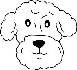 Poodle face cartoon line art dog face vector illustration