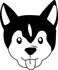 Husky dog face cartoon line art dog face vector illustration