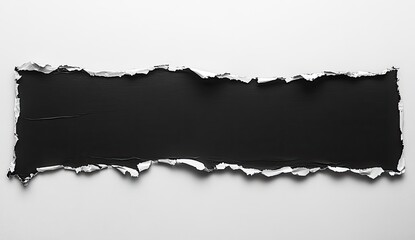 Ripped black banner on white background
