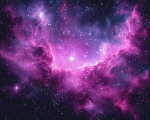 Naklejka premium Vast cosmic nebula with vibrant pink hues.
