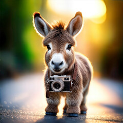 Fototapeta premium animal, asno, caballo, camara, fotografía, fotógrafo, chacras, mamífero, café, mula, naturaleza, césped, inhospitalario, administrar 